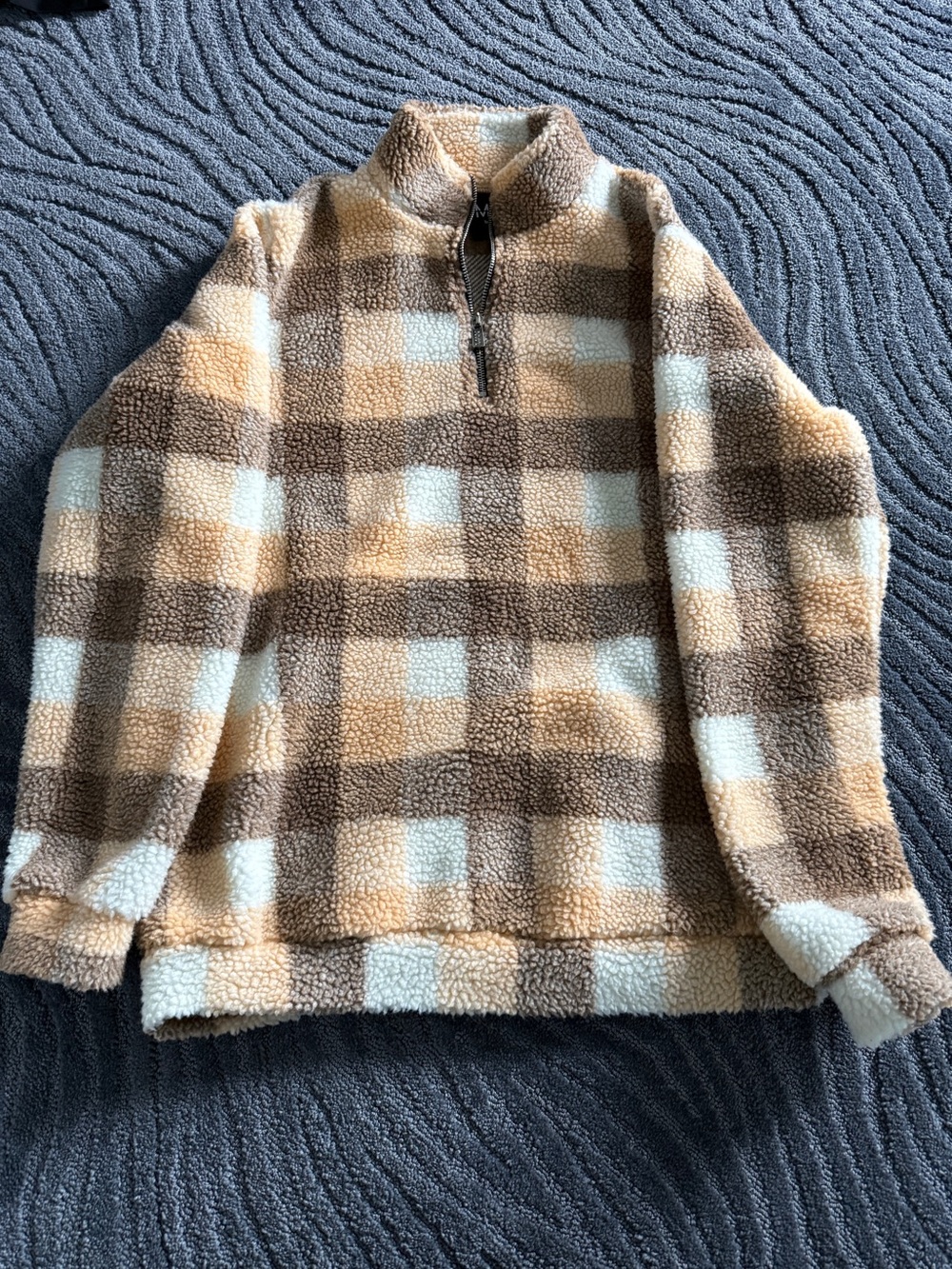 Men’s boohoo man plaid fleece quarter zip
